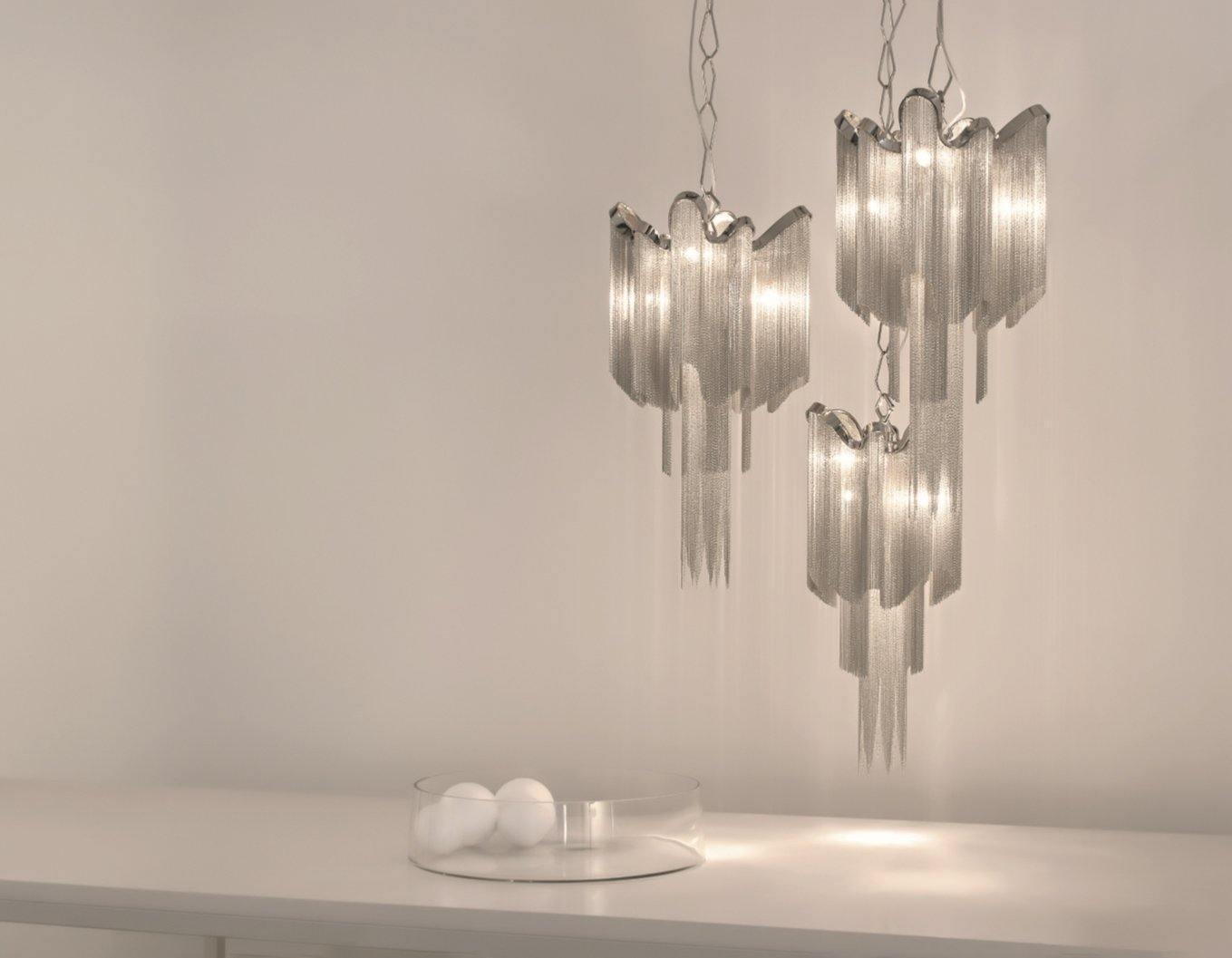 Luxury Waterfall Metal Chain Chandelier Modern Cascading Pendant Light for Dining Room