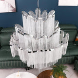 Luxury Waterfall Metal Chain Chandelier Modern Cascading Pendant Light for Dining Room