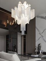 Luxury Waterfall Metal Chain Chandelier Modern Cascading Pendant Light for Dining Room