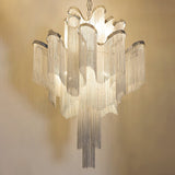 Luxury Waterfall Metal Chain Chandelier Modern Cascading Pendant Light for Dining Room