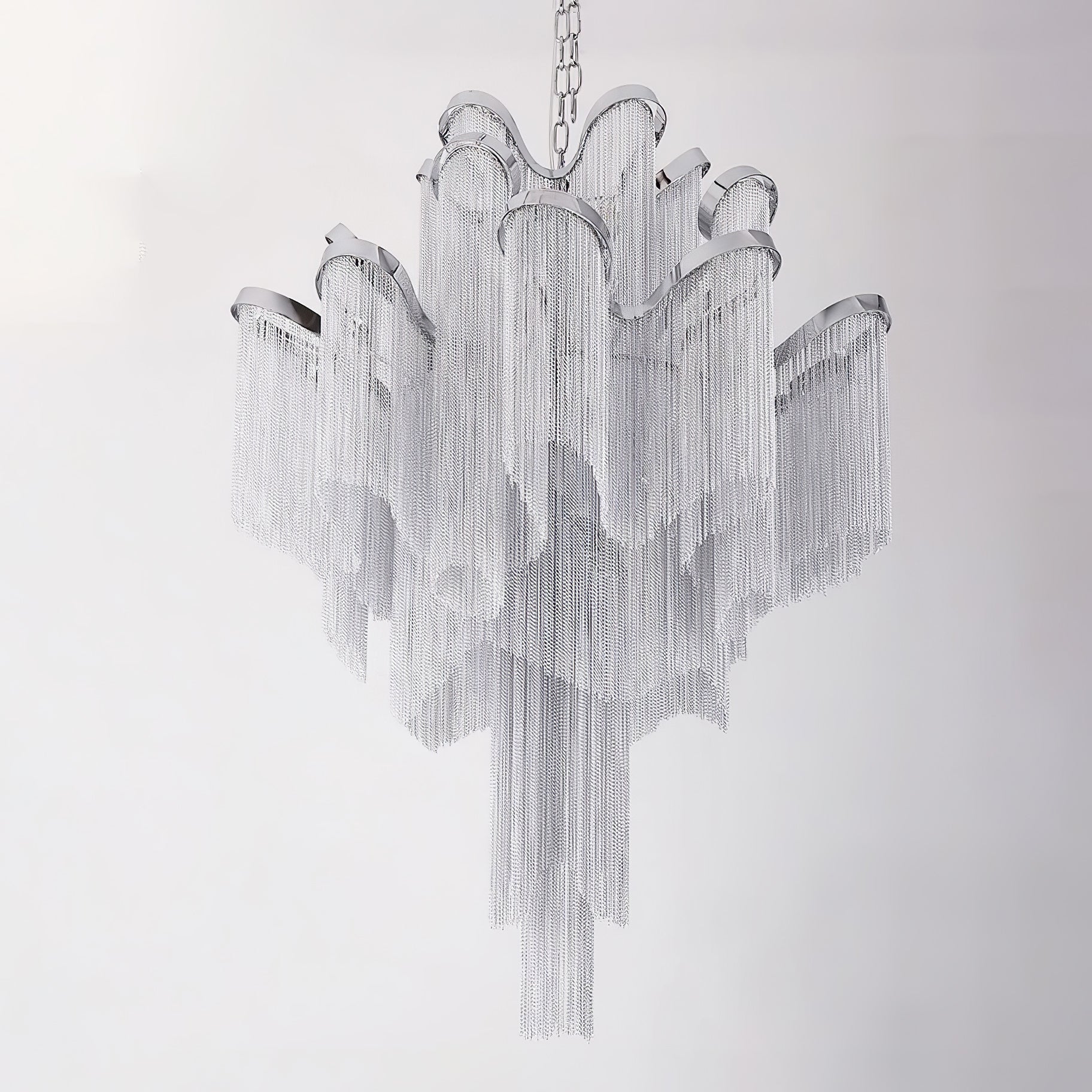 Luxury Waterfall Metal Chain Chandelier Modern Cascading Pendant Light for Dining Room
