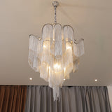 Luxury Waterfall Metal Chain Chandelier Modern Cascading Pendant Light for Dining Room