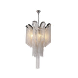 Luxury Waterfall Metal Chain Chandelier Modern Cascading Pendant Light for Dining Room