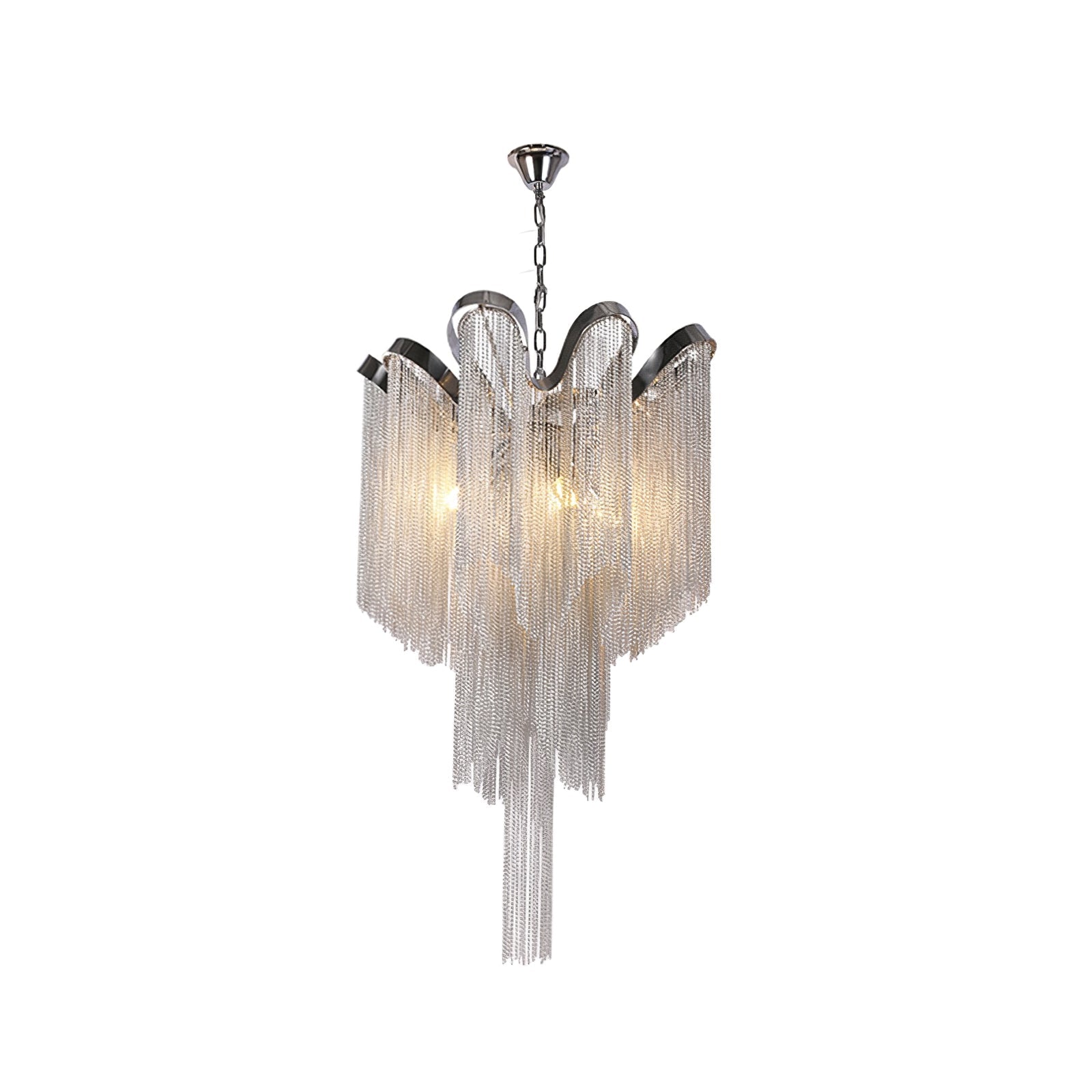 Luxury Waterfall Metal Chain Chandelier Modern Cascading Pendant Light for Dining Room