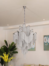 Luxury Waterfall Metal Chain Chandelier Modern Cascading Pendant Light for Dining Room