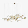 Luxury White Ceramic Ginkgo Leaf Chandelier with Gold Metal Frame for Dining Rooms