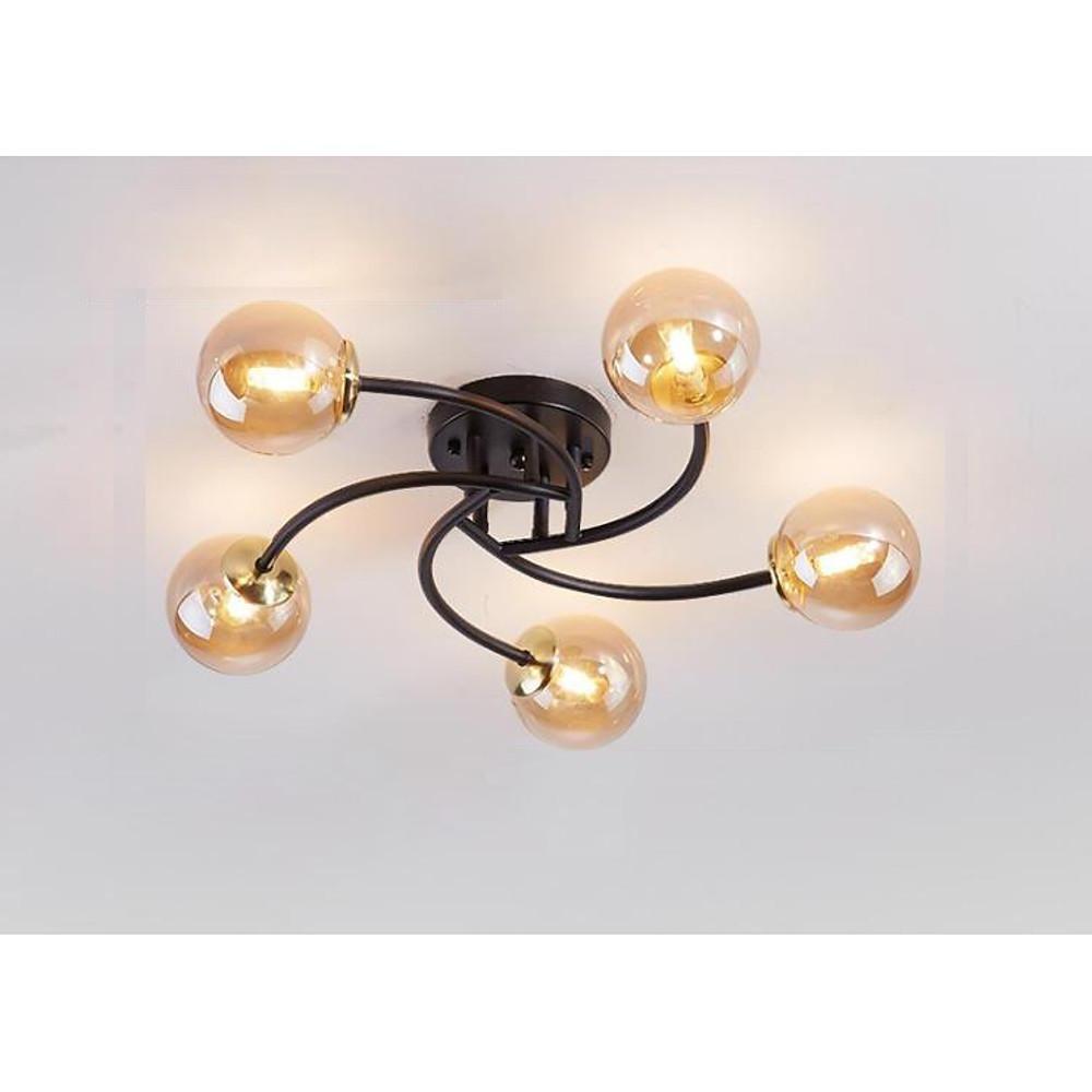 Modern Swirled Metal Flush Mount Light with Elegant Glass Globes for Ambient Bedroom Lighting