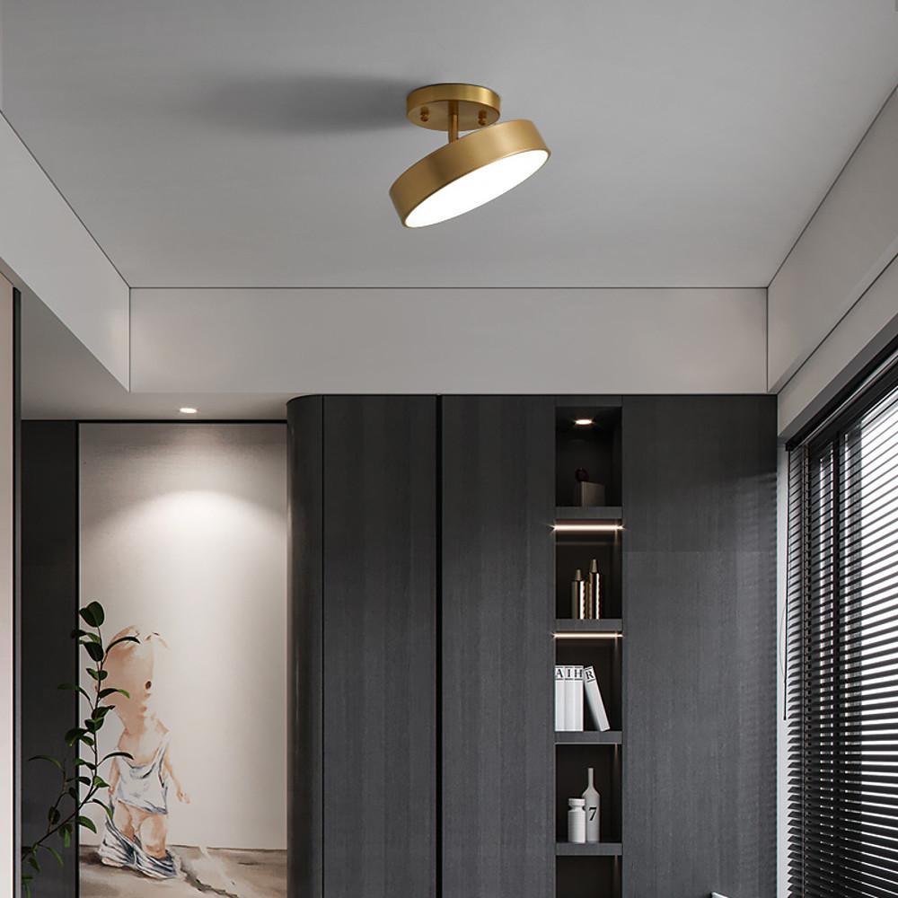 Modern Gold Circular LED Flush Mount Ceiling Light Adjustable Nordic Indoor Lighting