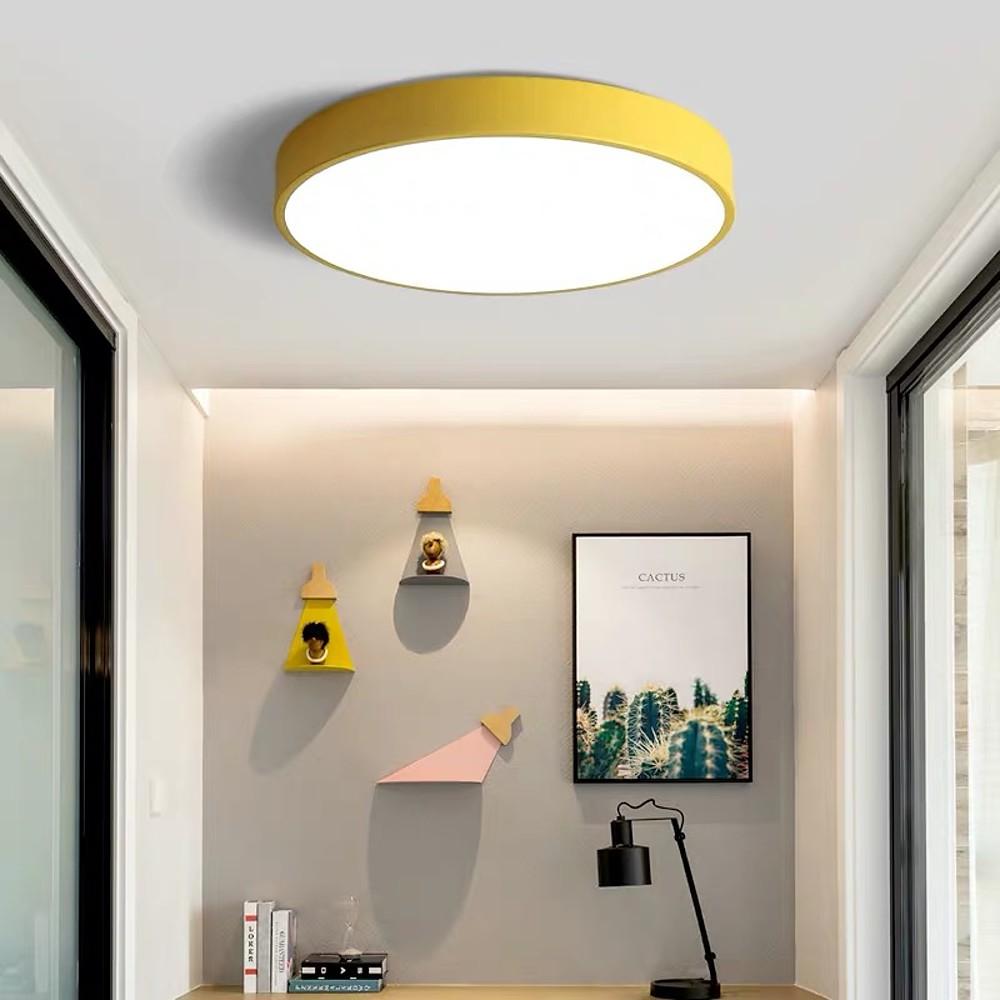 Modern 12 Inch Matte Black Flush Mount Ceiling Light Dimmable Integrated LED Light Fixture