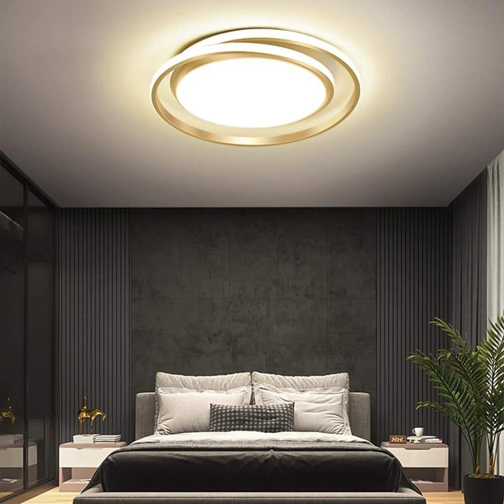 Dimmable Modern Circular LED Flush Mount Ceiling Light Nordic Metal Fixture for Bedrooms and Offices