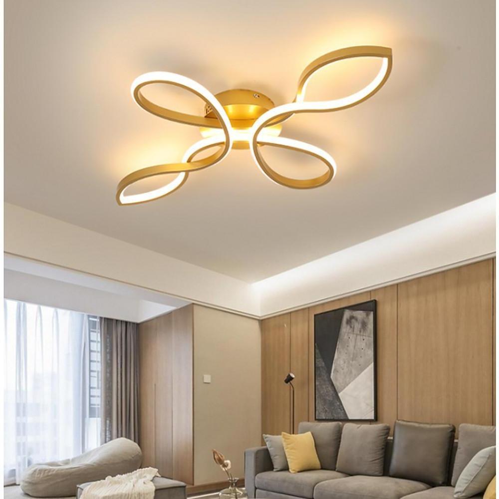 Modern Artistic Flower Shape LED Ceiling Light Dimmable Wave Flush Mount Fixture for Home