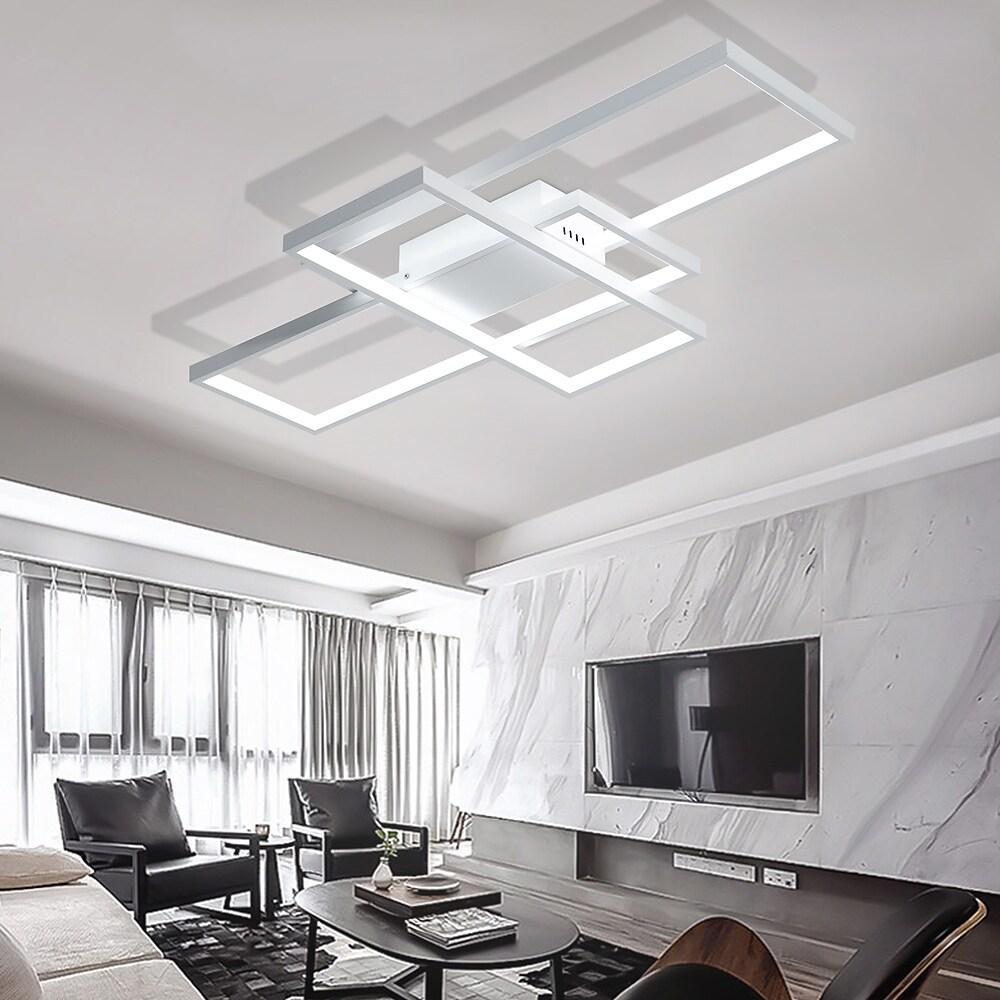 Modern Rectangular 3 Tier LED Flush Mount Ceiling Lamp Large Geometric Integrated Lighting Fixture