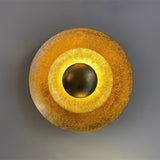 Machine Contemporary Gold Foil Tiered LED Wall Sconce Light for Foyer and Living Room