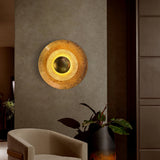 Machine Contemporary Gold Foil Tiered LED Wall Sconce Light for Foyer and Living Room