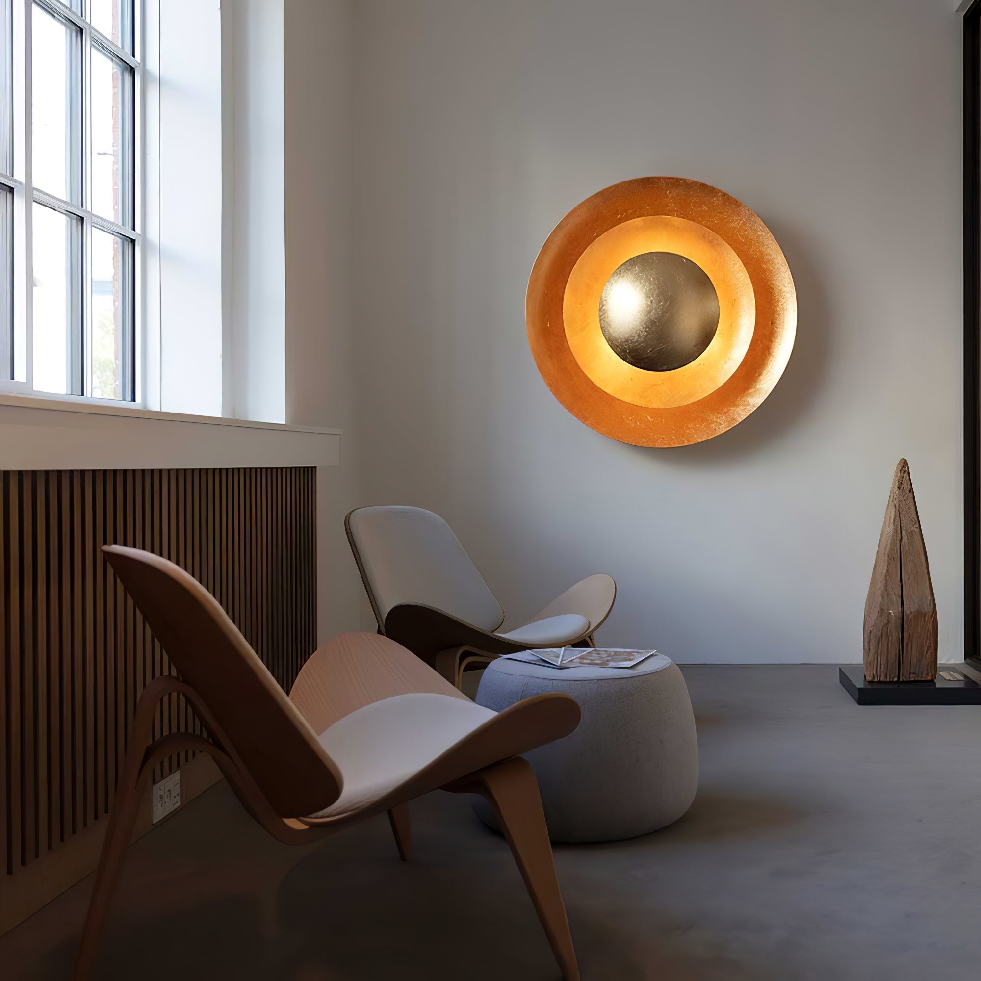 Machine Contemporary Gold Foil Tiered LED Wall Sconce Light for Foyer and Living Room