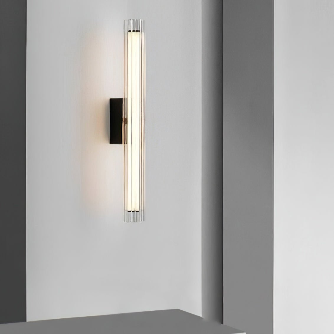 Macie Modern LED Wall Sconce with Textured Glass and Sleek Black Finish for Indoor Lighting