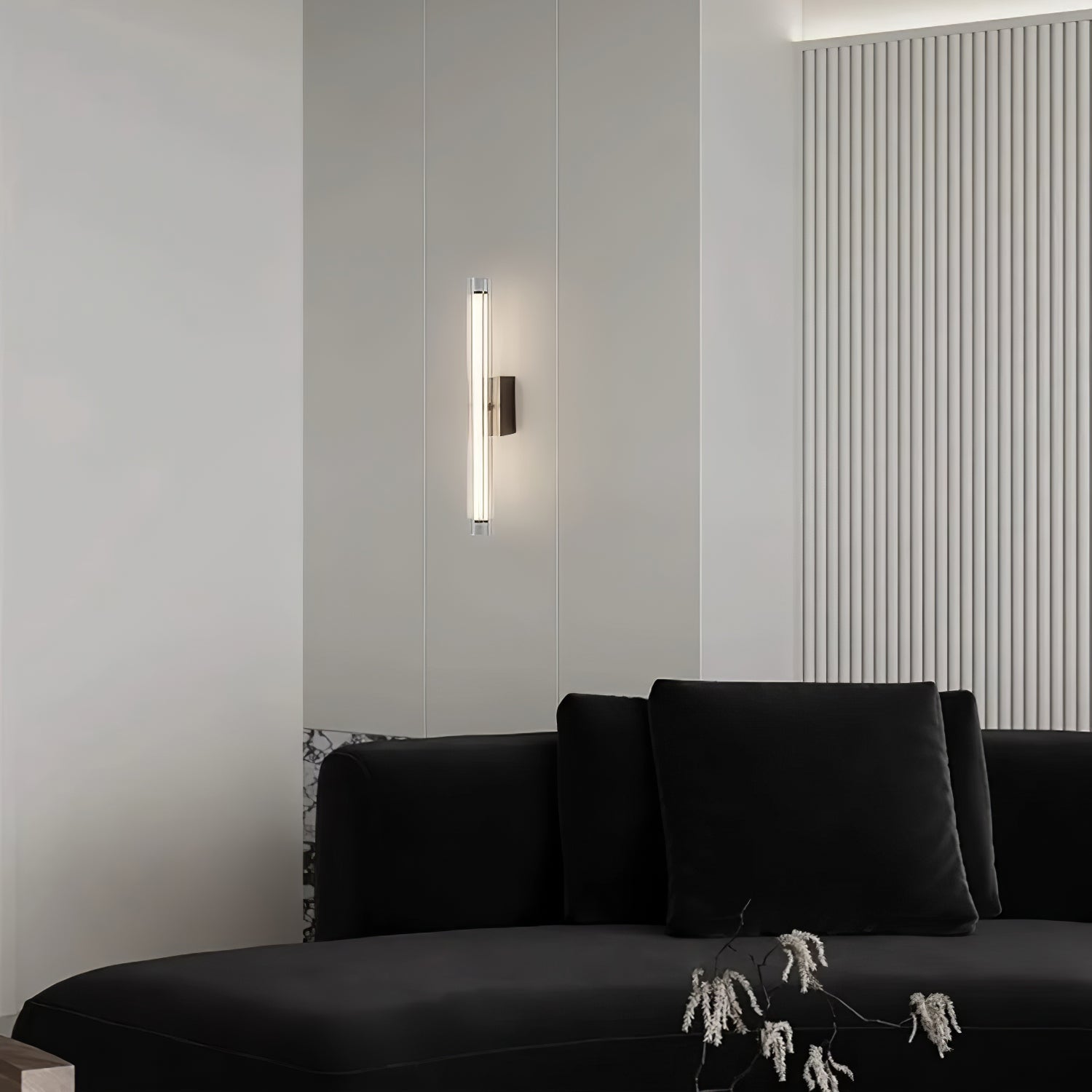 Macie Modern LED Wall Sconce with Textured Glass and Sleek Black Finish for Indoor Lighting