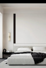Macie Modern LED Wall Sconce with Textured Glass and Sleek Black Finish for Indoor Lighting
