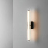 Macie Modern LED Wall Sconce with Textured Glass and Sleek Black Finish for Indoor Lighting