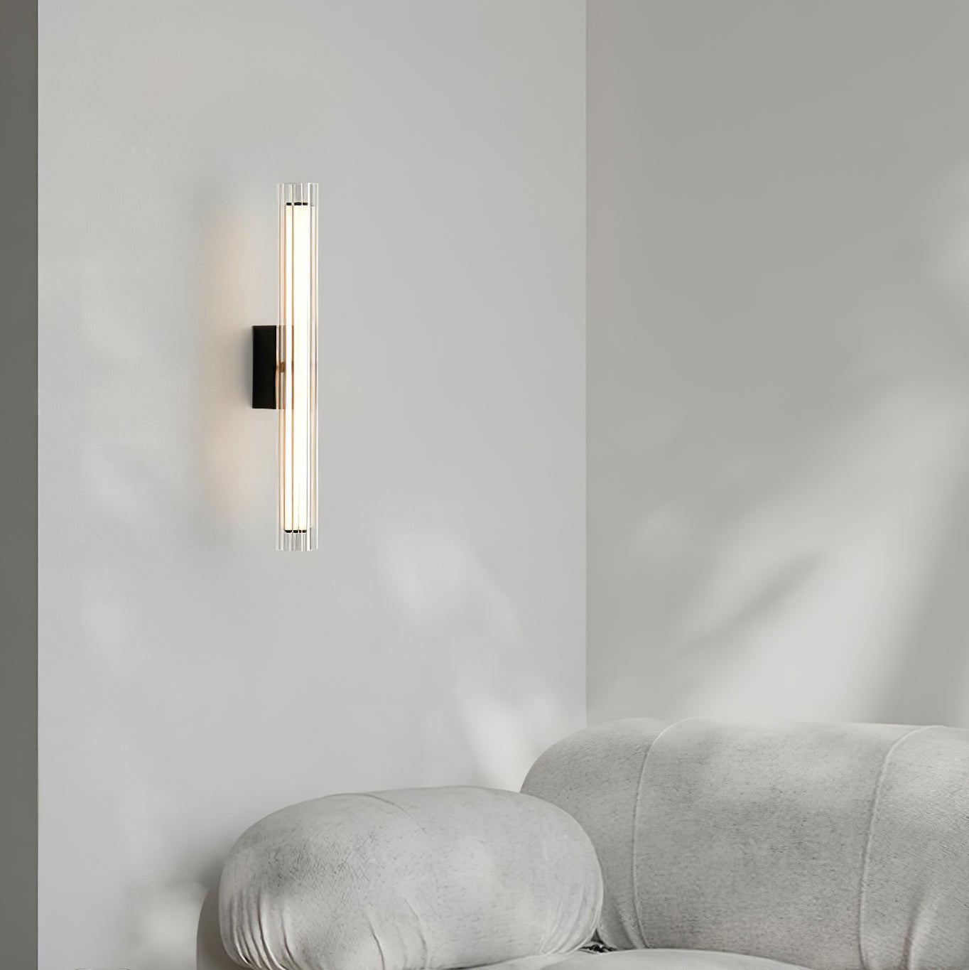 Macie Modern LED Wall Sconce with Textured Glass and Sleek Black Finish for Indoor Lighting