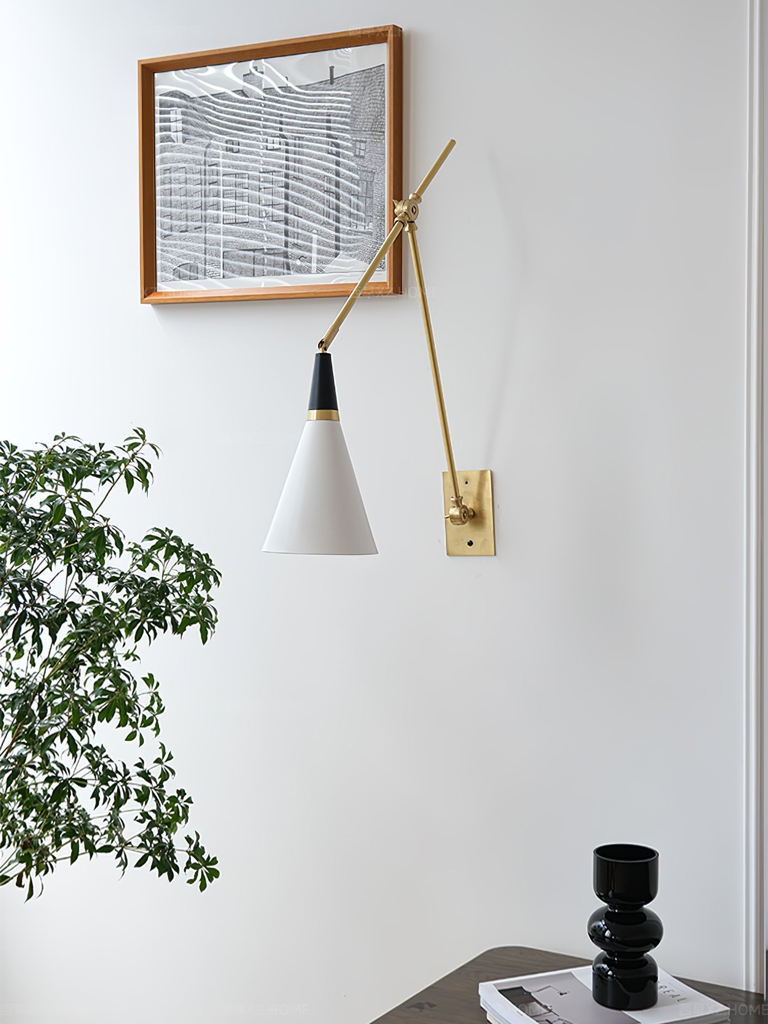 Magari Mid Century Modern Wall Sconce Adjustable Swing Arm Lighting Fixture