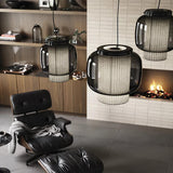 Manila Blown Glass Pendant Lamp with Artisanal Textile Diffuser and Metal Finish