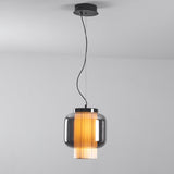 Manila Blown Glass Pendant Lamp with Artisanal Textile Diffuser and Metal Finish