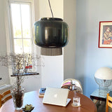 Manila Blown Glass Pendant Lamp with Artisanal Textile Diffuser and Metal Finish