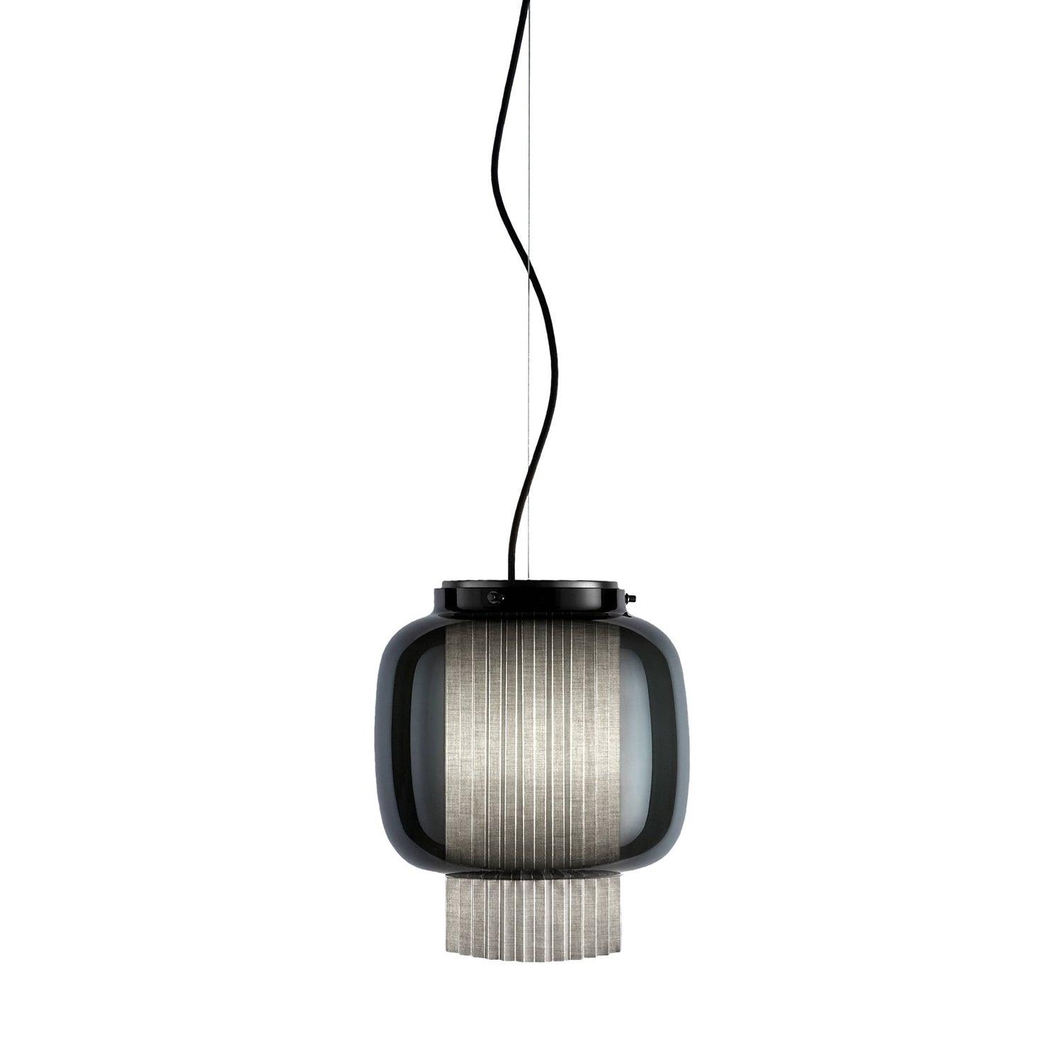 Manila Blown Glass Pendant Lamp with Artisanal Textile Diffuser and Metal Finish