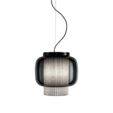 Manila Blown Glass Pendant Lamp with Artisanal Textile Diffuser and Metal Finish