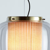 Manila Blown Glass Pendant Lamp with Artisanal Textile Diffuser and Metal Finish