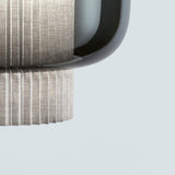 Manila Blown Glass Pendant Lamp with Artisanal Textile Diffuser and Metal Finish
