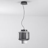 Manila Blown Glass Pendant Lamp with Artisanal Textile Diffuser and Metal Finish