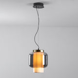 Manila Blown Glass Pendant Lamp with Artisanal Textile Diffuser and Metal Finish