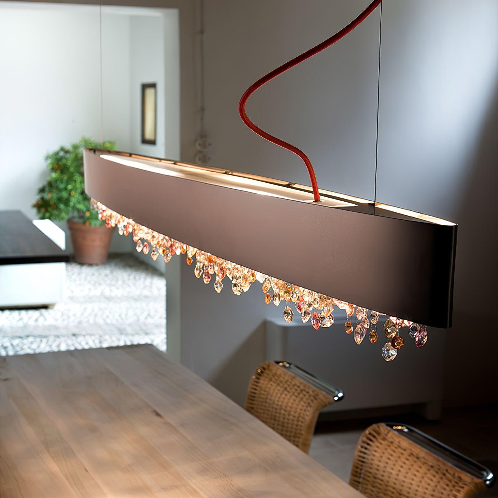Marilyn Modern Crystal Linear Pendant Light Luxury Drop Chandelier for Dining Room Kitchen Island