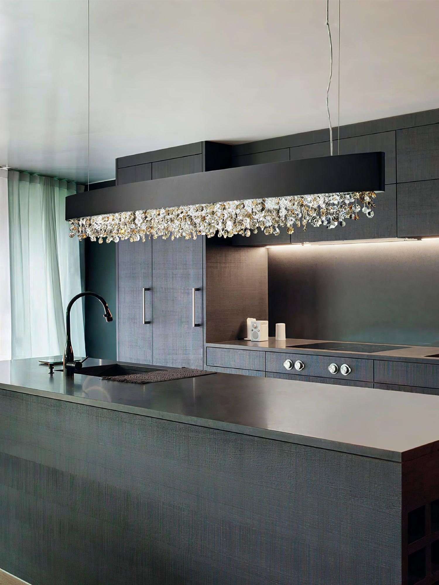 Marilyn Modern Crystal Linear Pendant Light Luxury Drop Chandelier for Dining Room Kitchen Island