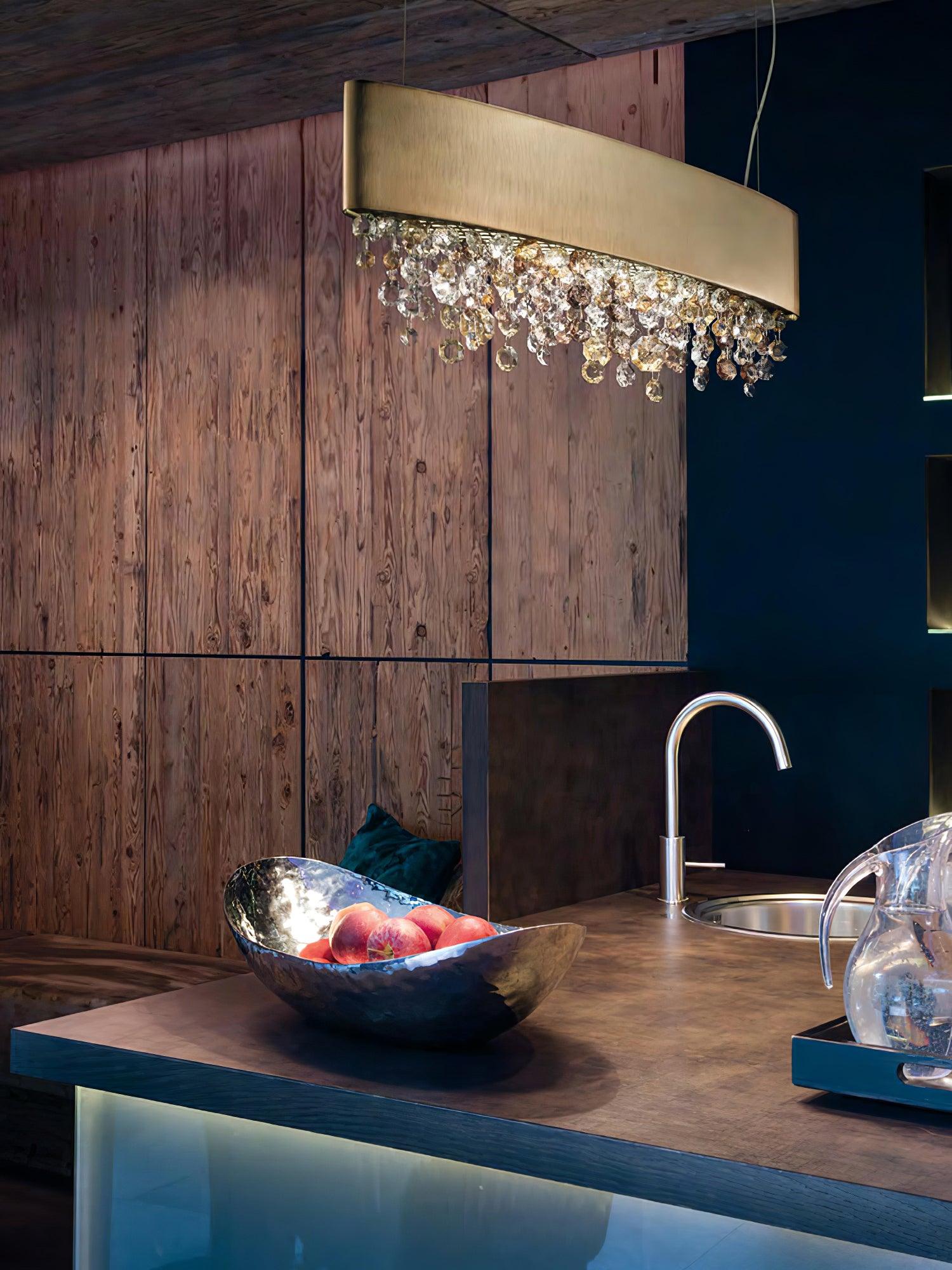 Marilyn Modern Crystal Linear Pendant Light Luxury Drop Chandelier for Dining Room Kitchen Island