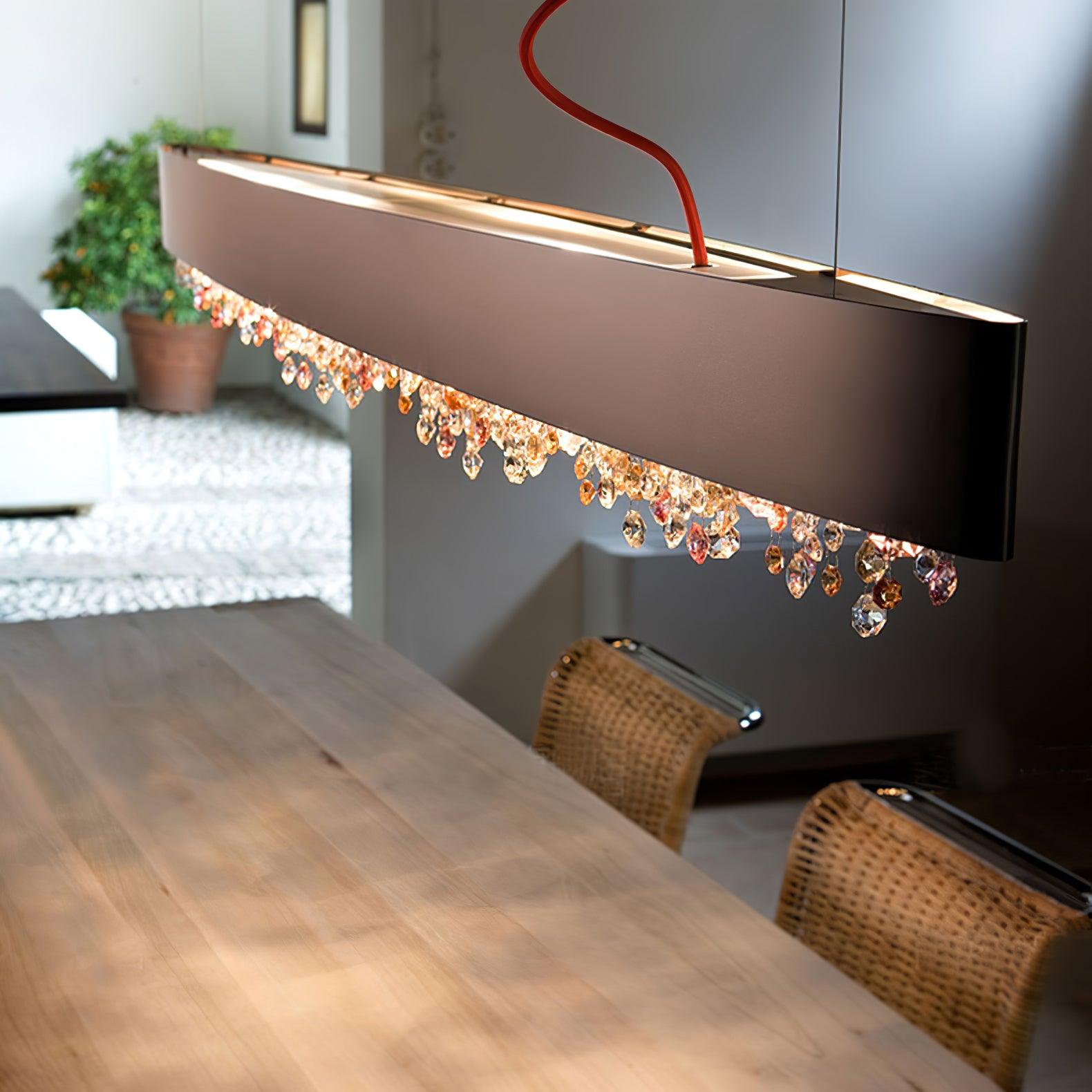 Marilyn Modern Crystal Linear Pendant Light Luxury Drop Chandelier for Dining Room Kitchen Island
