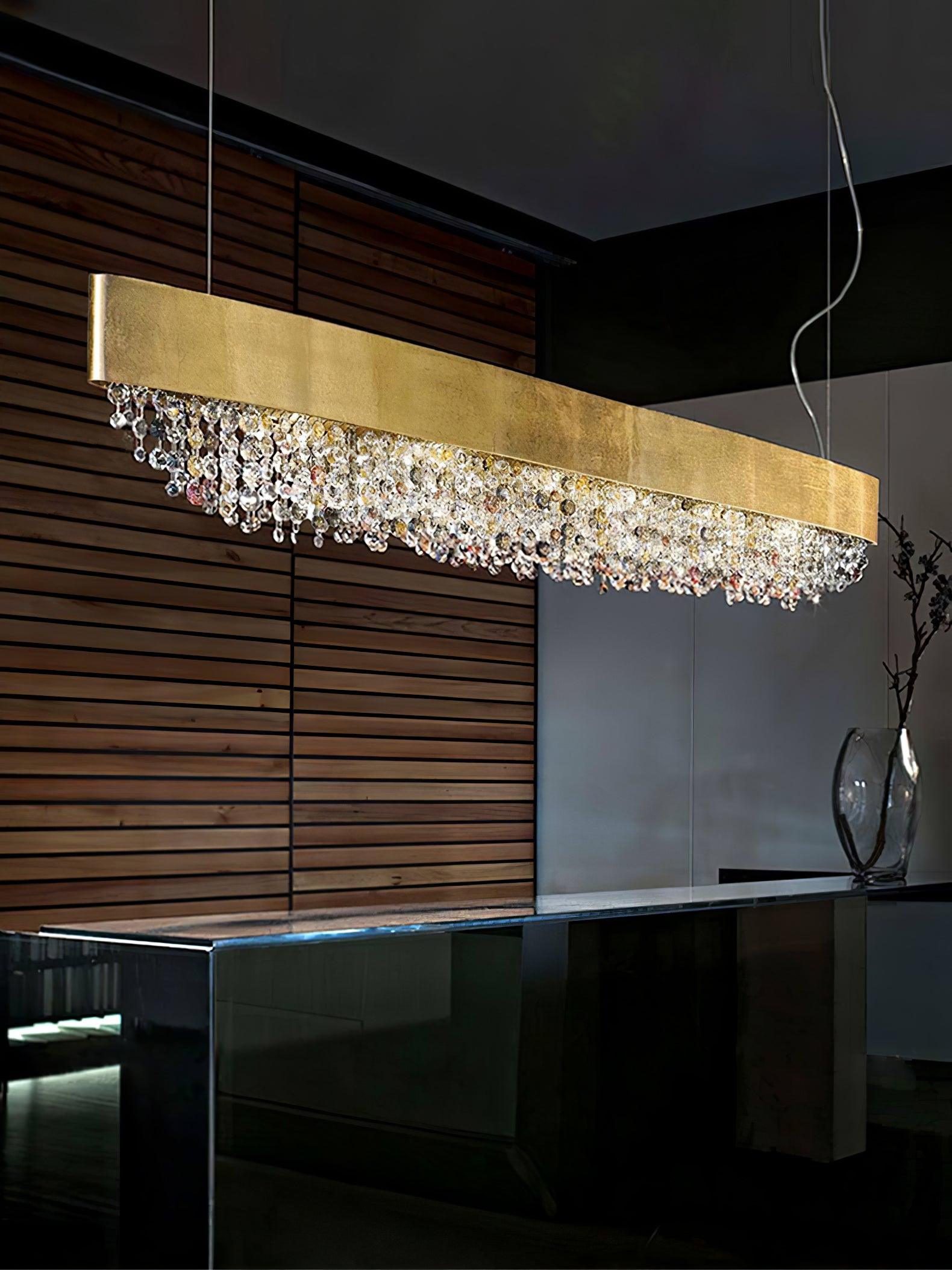 Marilyn Modern Crystal Linear Pendant Light Luxury Drop Chandelier for Dining Room Kitchen Island