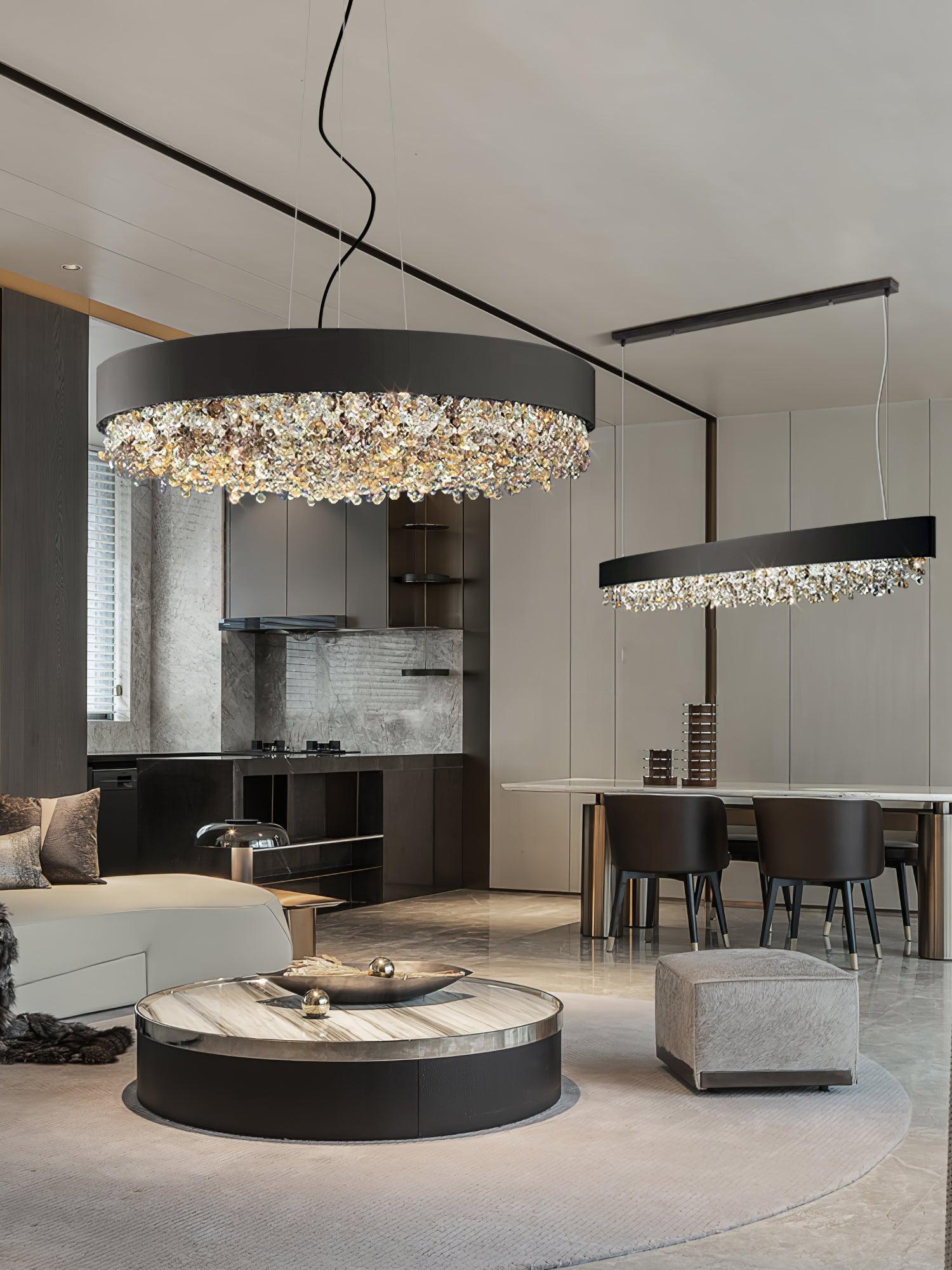 Marilyn Modern Crystal Linear Pendant Light Luxury Drop Chandelier for Dining Room Kitchen Island