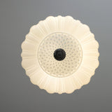Marlo Fluted White Glass Ceiling Pendant Light with Elegant Black Metal Frame