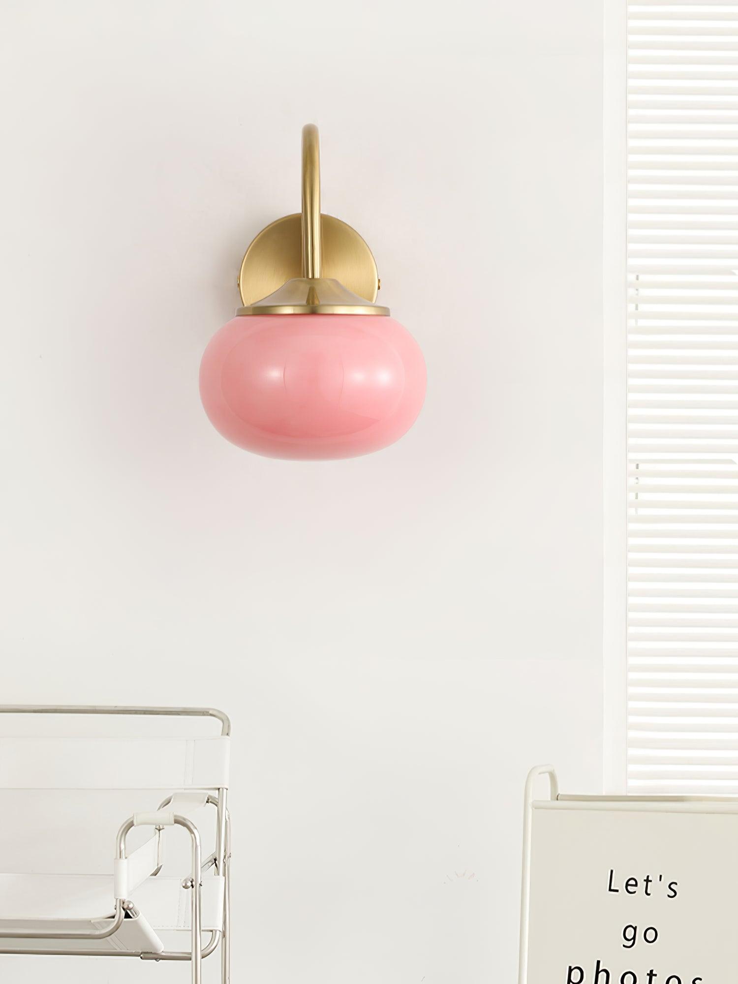 Marshmallow Modern Copper Wall Sconce with Tinted Glass Shade for Interior Lighting