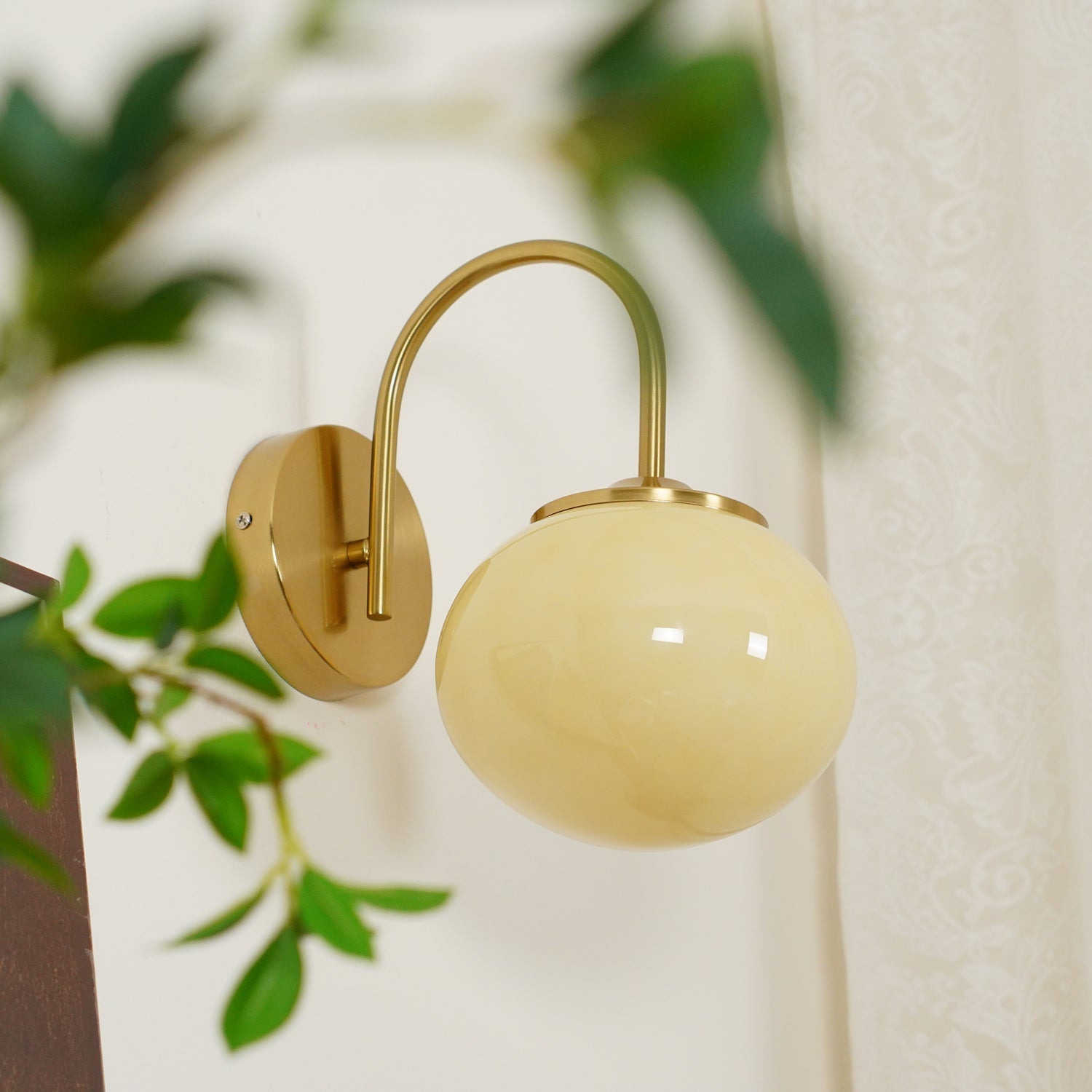 Marshmallow Modern Copper Wall Sconce with Tinted Glass Shade for Interior Lighting