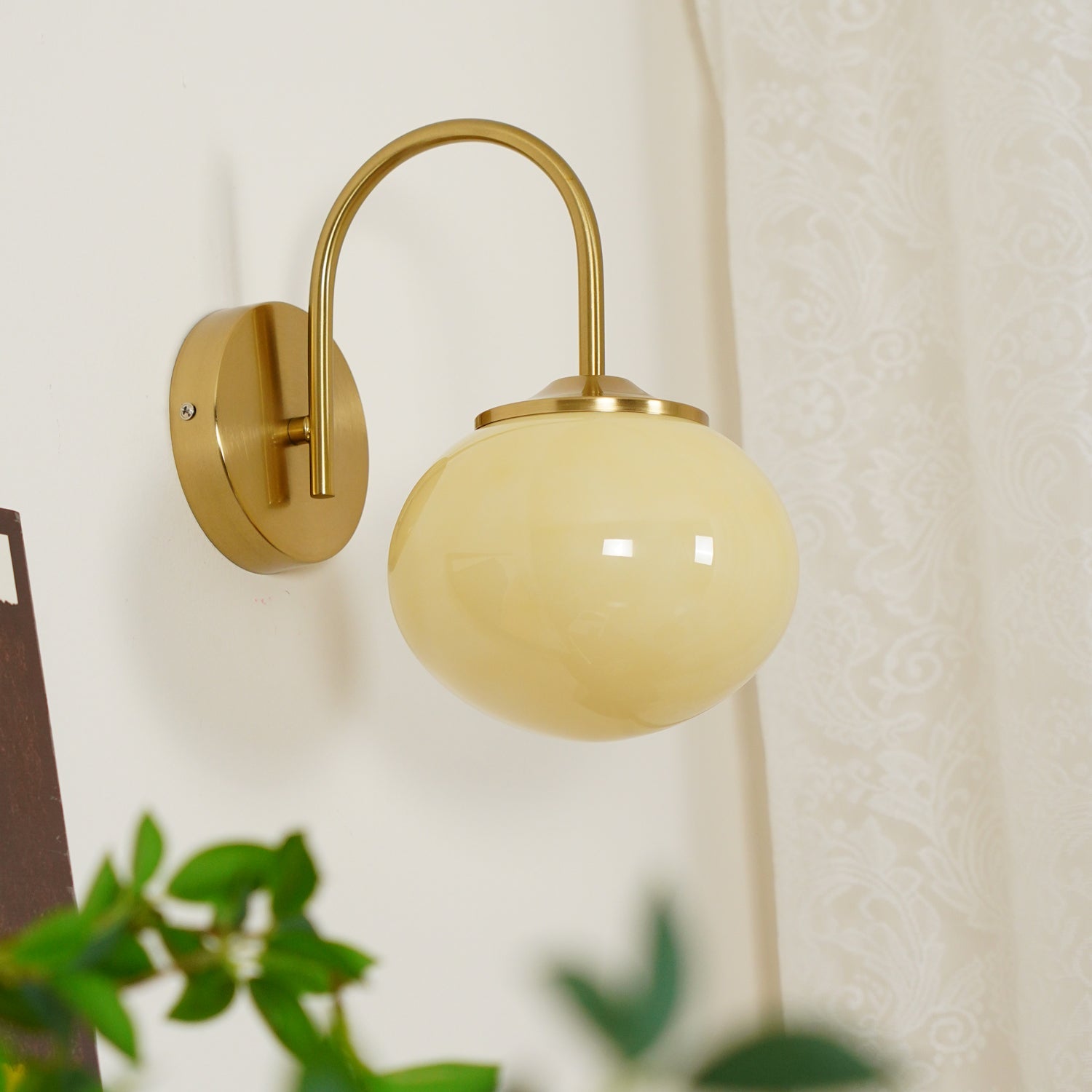 Marshmallow Modern Copper Wall Sconce with Tinted Glass Shade for Interior Lighting