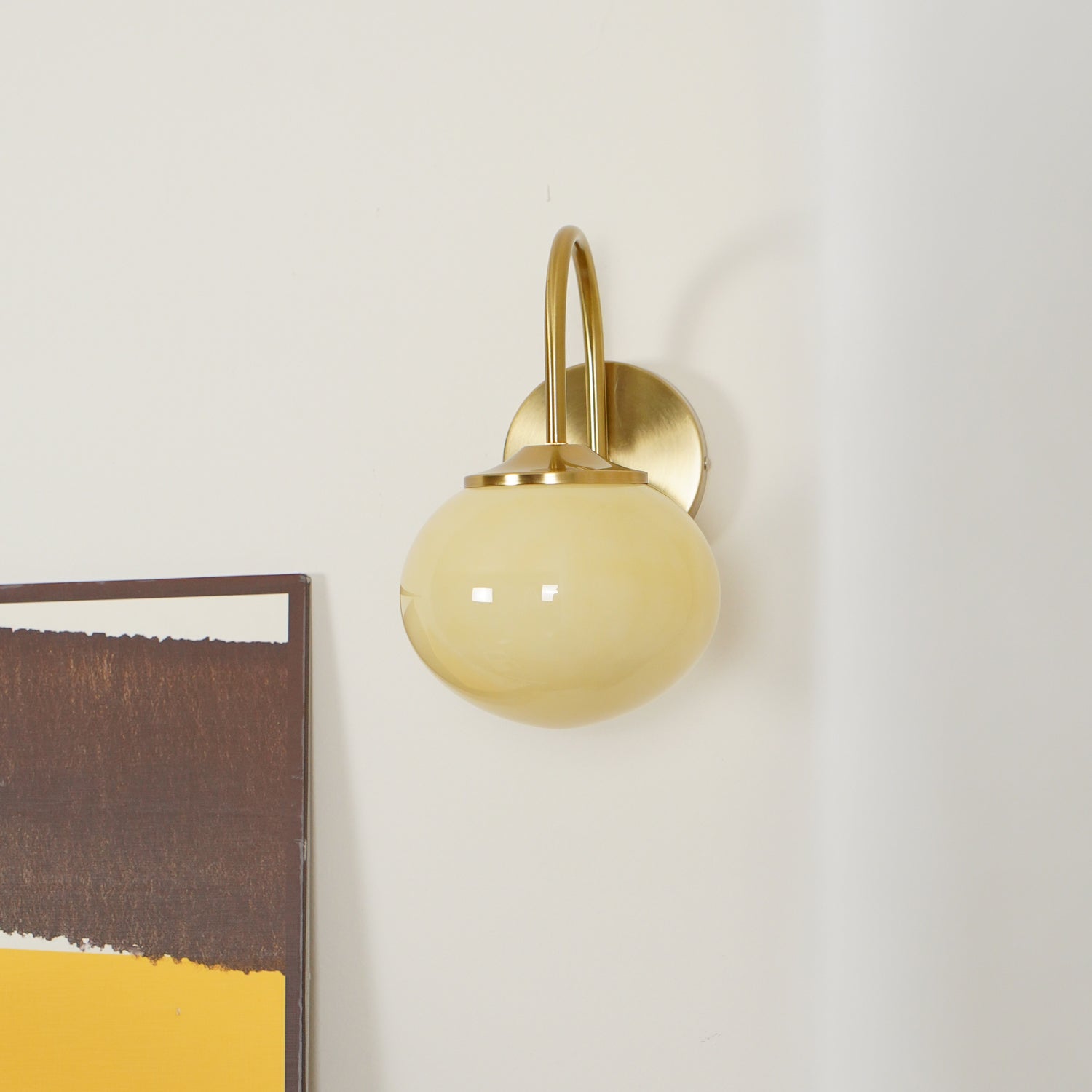 Marshmallow Modern Copper Wall Sconce with Tinted Glass Shade for Interior Lighting