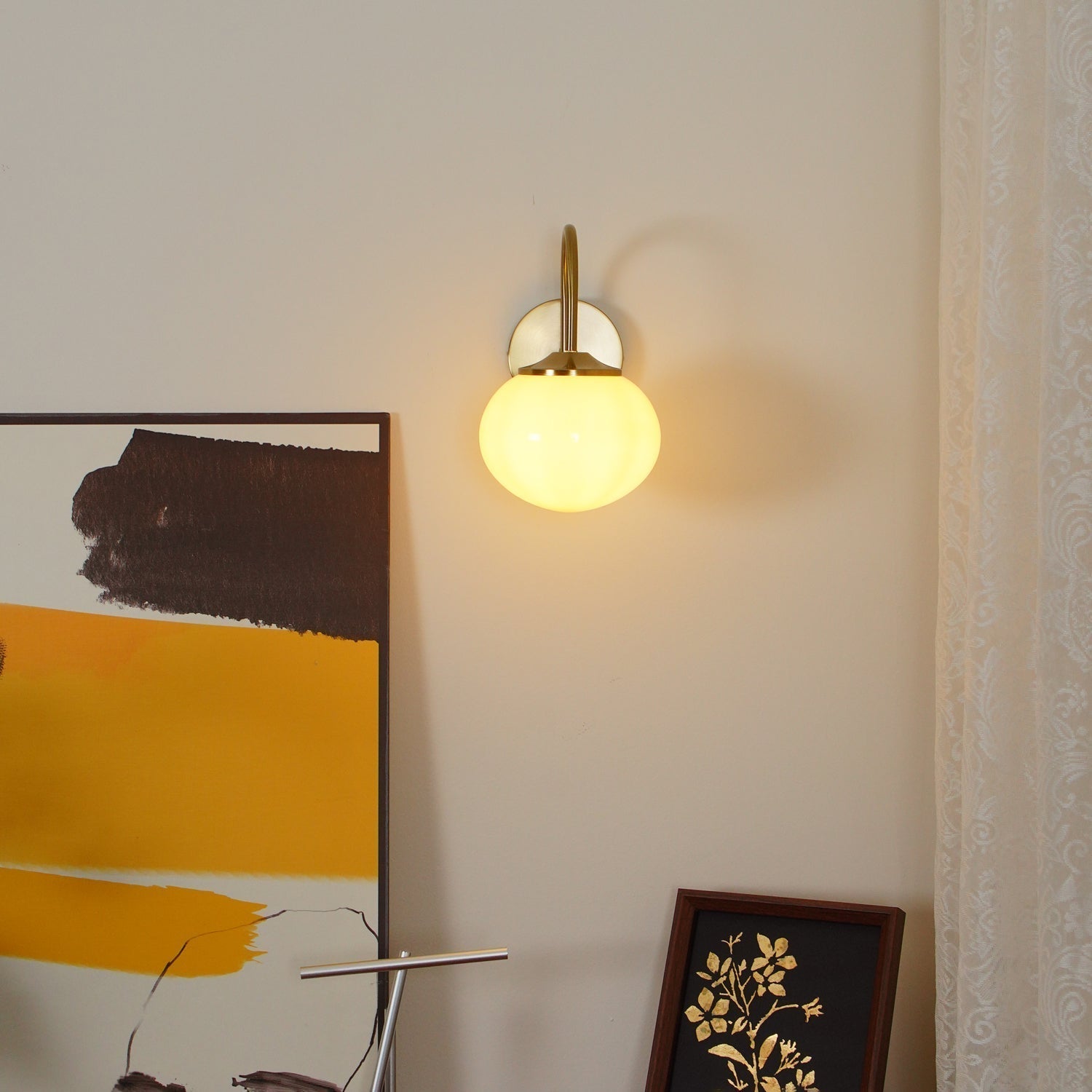 Marshmallow Modern Copper Wall Sconce with Tinted Glass Shade for Interior Lighting