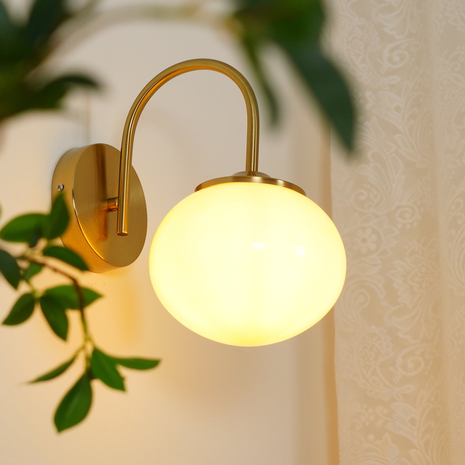 Marshmallow Modern Copper Wall Sconce with Tinted Glass Shade for Interior Lighting