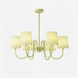 Matcha Green Pleated Fabric Chandelier Modern Multi Head Pendant Ceiling Light