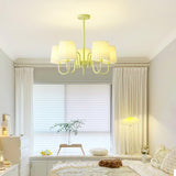 Matcha Green Pleated Fabric Chandelier Modern Multi Head Pendant Ceiling Light