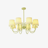 Matcha Green Pleated Fabric Chandelier Modern Multi Head Pendant Ceiling Light